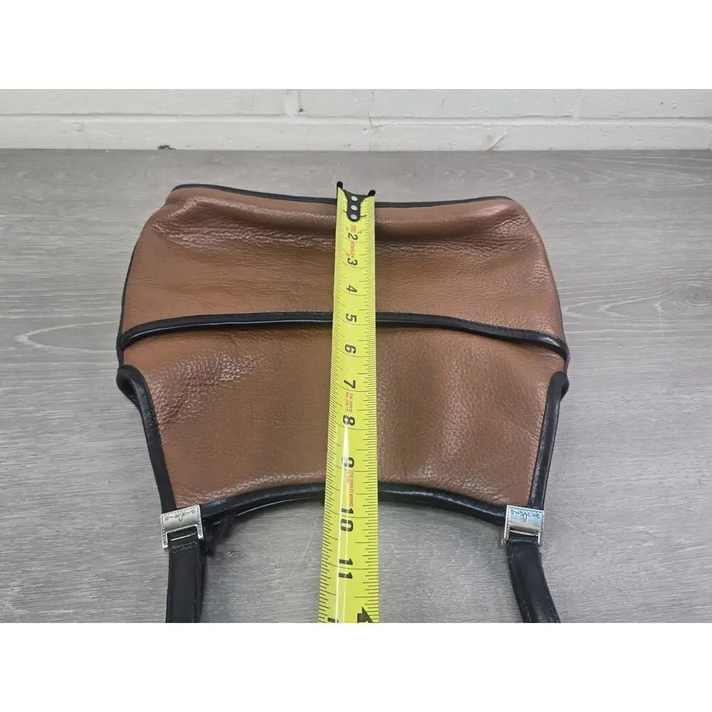 Brighton Two Tone Brown Black Leather Hobo Style Shoulder Bag Purse
